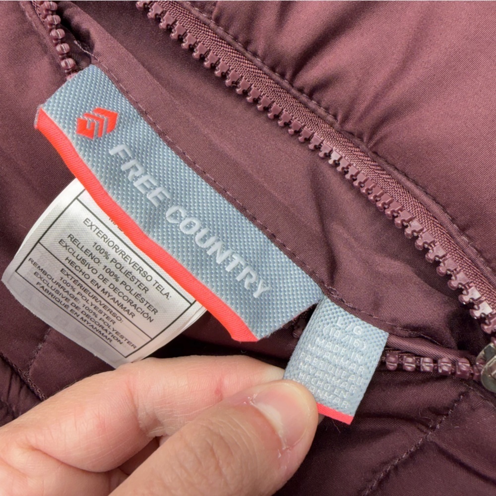 Free Country Puffer Hooded Reversible Jacket Coat Lined Purple Youth Size Large - Picture 7 of 10
